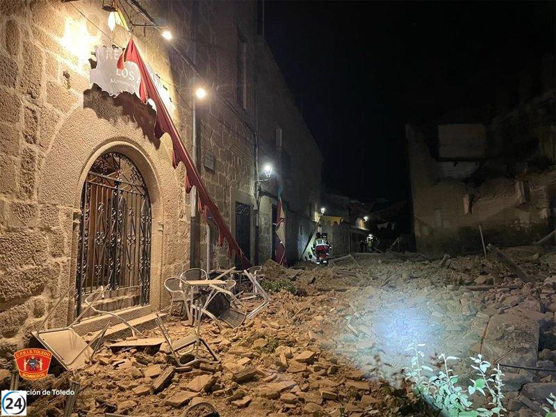 La fachada del antiguo Colegio de los Jesuitas de Oropesa se desploma días antes de las Jornadas Medievales.