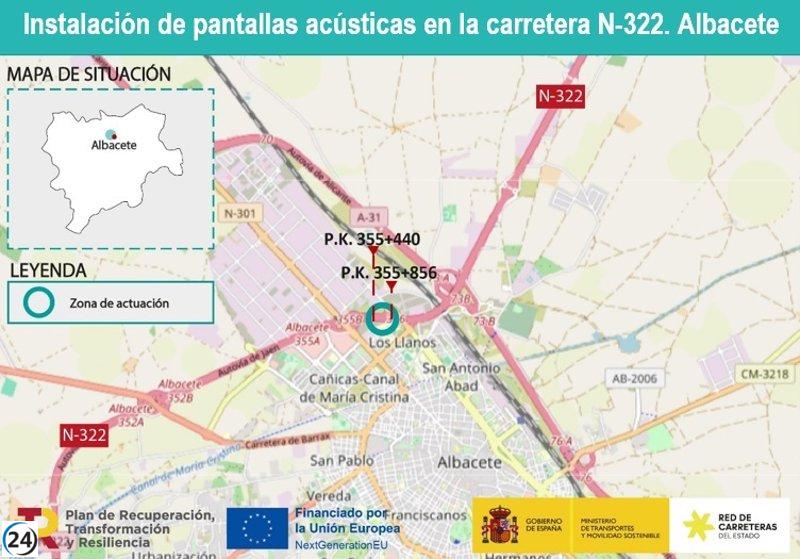 Transportes asigna casi 611 mil euros para reducir ruido en la N-322 en Albacete.