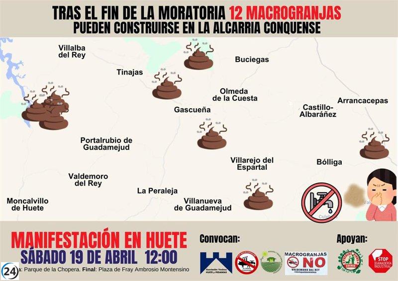 Grupos de Alcarria conquense protestarán en Huete por la reactivación de grandes granjas este sábado.