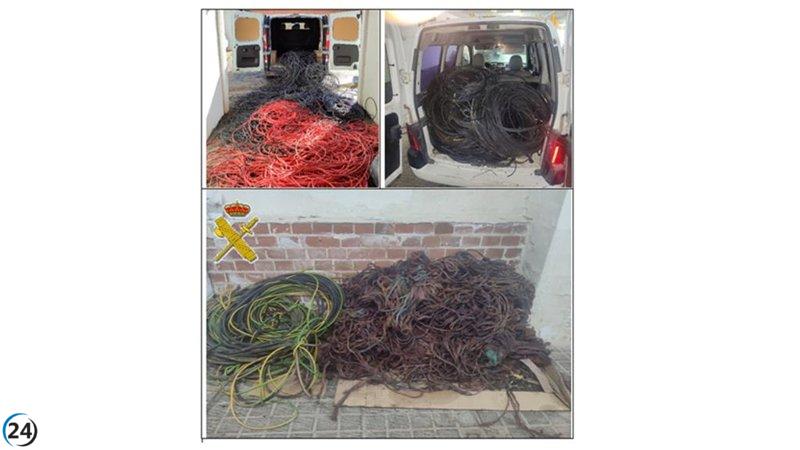 Detienen a seis hombres en Ciudad Real por el robo de 1,5 toneladas de cable de cobre.