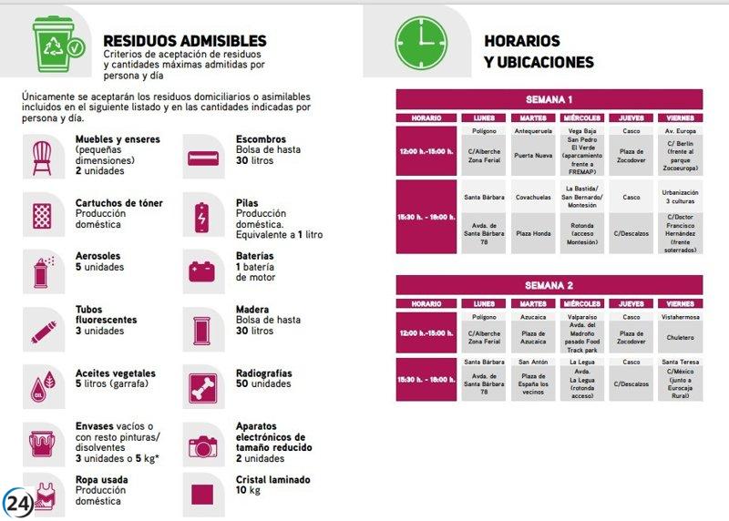 Puntos limpios móviles en Toledo ayudarán a los vecinos a gestionar residuos tras el Corpus.