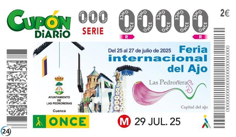 El cupón del 29 de julio celebrará la Feria Internacional del Ajo en Las Pedroñeras 2025, según ONCE.