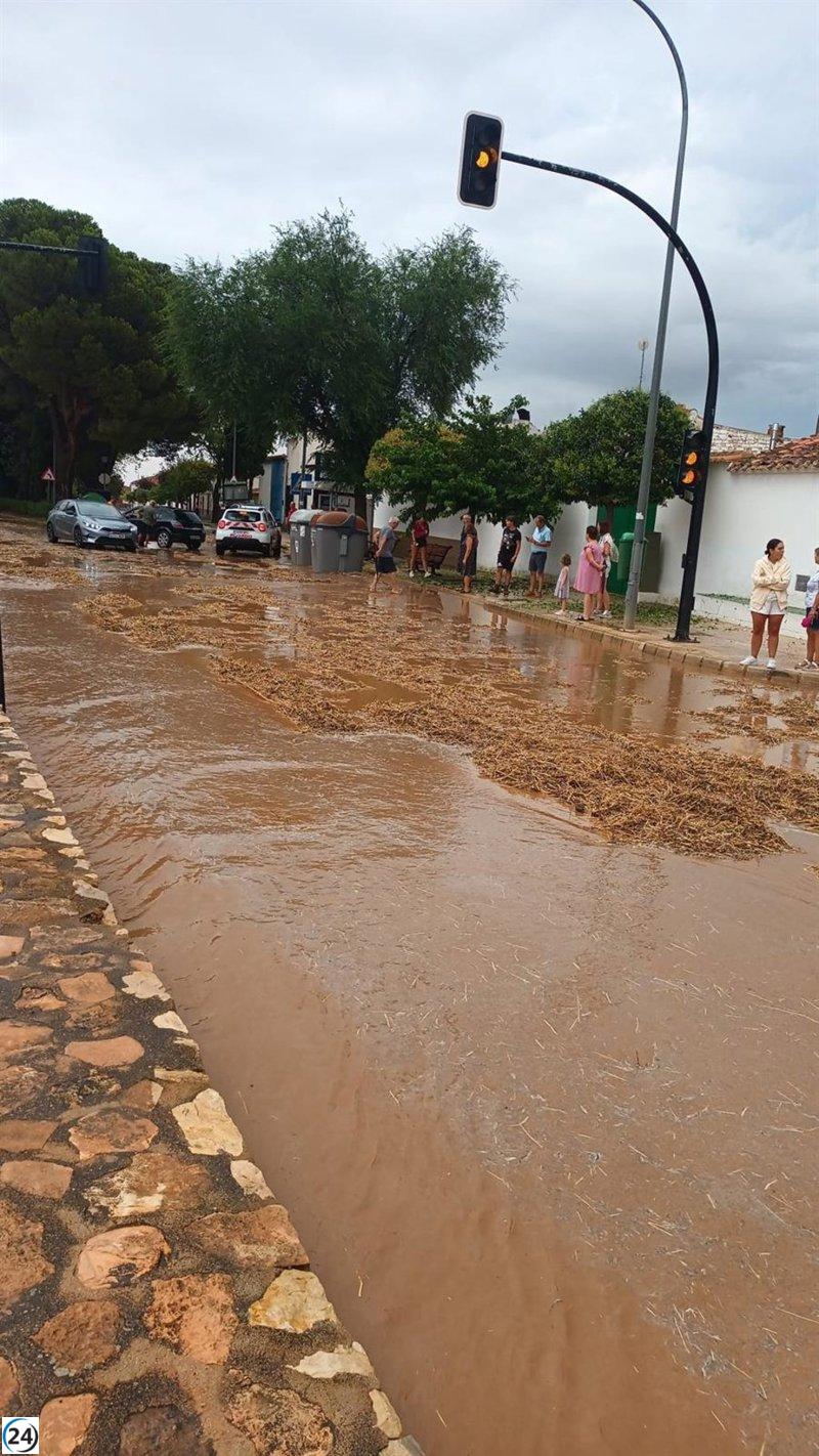 Desbordamiento de la rambla en Argamasón causa inundaciones en caminos y carreteras.