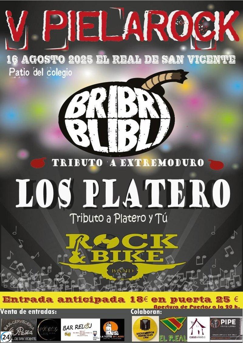 PielaRock V rinde tributo a Extremoduro y Platero y Tú el 16 de agosto en El Real de San Vicente.