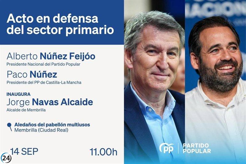 Feijóo se unirá a Núñez en Membrilla para apoyar al sector primario este domingo.