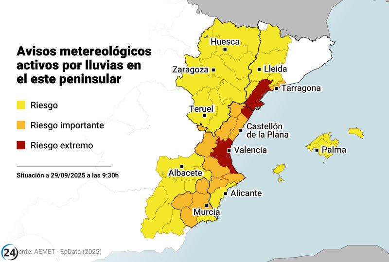 Albacete bajo alerta amarilla por precipitaciones y tormentas.