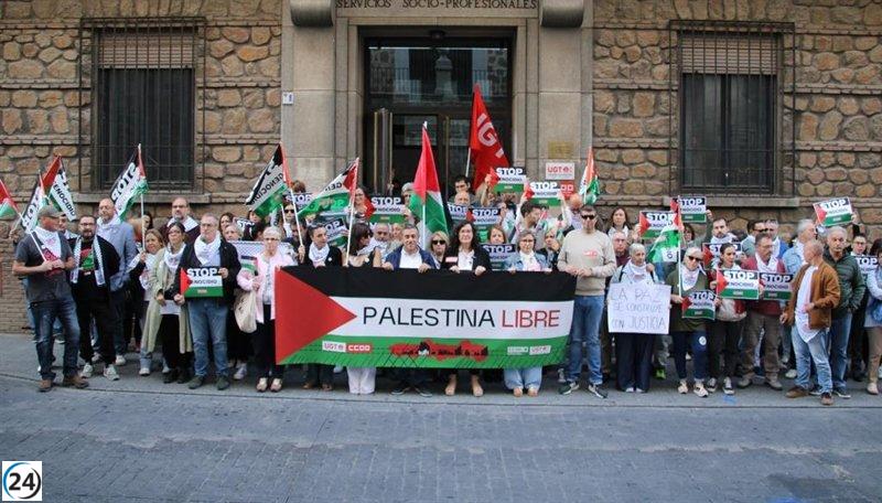 Empleados en C-LM exigen una paz justa para Palestina y un cese al fuego duradero.