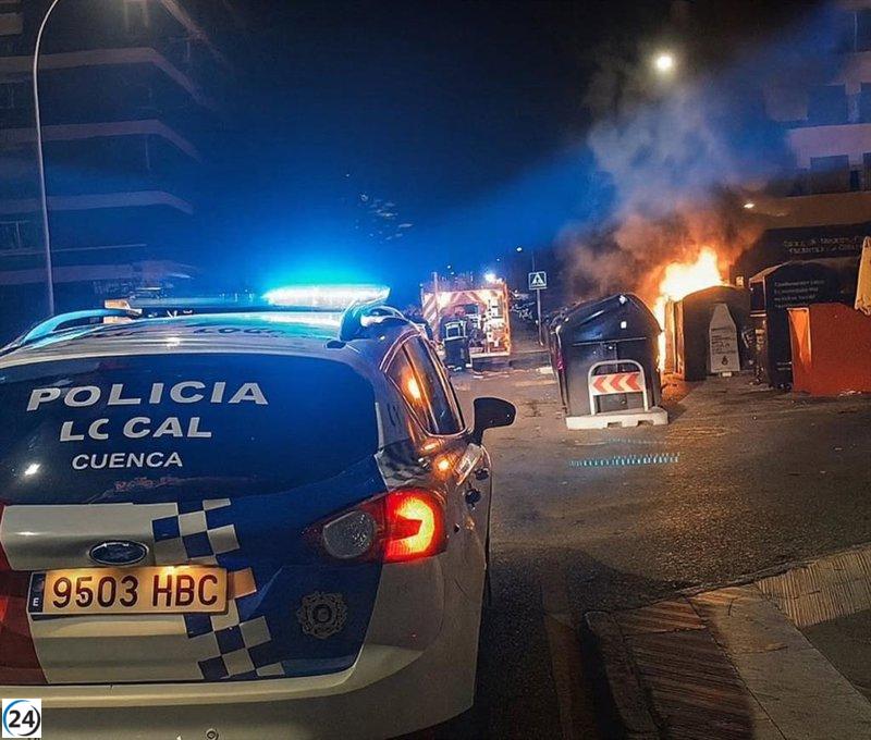 Incendio en contenedor de Princesa Zaida extinguido por Bomberos y Policía de Cuenca.