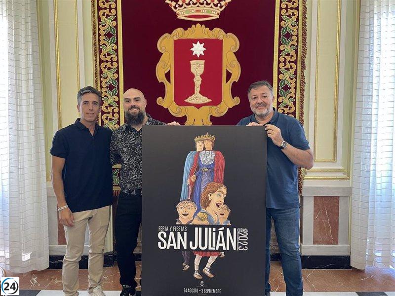 Gigantes y Cabezudos estelares en el cartel de Arturo García Blanco para la Feria de San Julián de Cuenca